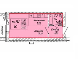 Продается Студия ЖК Семиреченская, дом 1, 28.57  м&sup2;, 3714100 рублей
