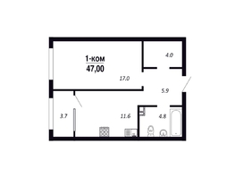 Продается 1-комнатная квартира ЖК ПАРК-квартал «Королёв», дом 1, 47  м&sup2;, 7990000 рублей