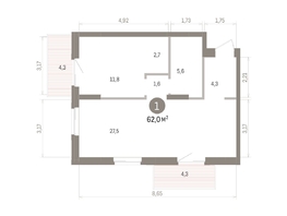 Продается 1-комнатная квартира ЖК Кварталы Драверта, дом 4, 61.99  м&sup2;, 10350000 рублей