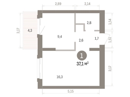 Продается 1-комнатная квартира ЖК Кварталы Драверта, дом 4, 37.11  м&sup2;, 7340000 рублей