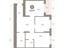 Продается 2-комнатная квартира ЖК Кварталы Драверта, дом 6, 63.27  м&sup2;, 12210000 рублей