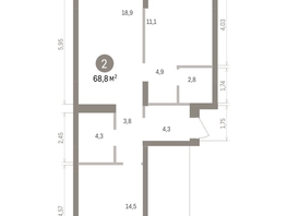 Продается 2-комнатная квартира ЖК Кварталы Драверта, дом 4, 68.84  м&sup2;, 12240000 рублей