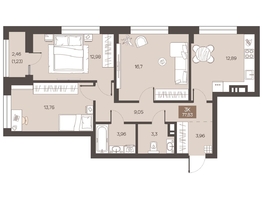 Продается 3-комнатная квартира ЖК Заря, дом 1.3, 77.83  м&sup2;, 10400000 рублей
