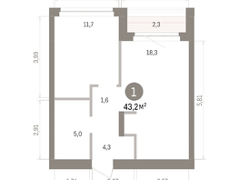 Продается 1-комнатная квартира ЖК Кварталы Драверта, дом 5, 43.19  м&sup2;, 8000000 рублей