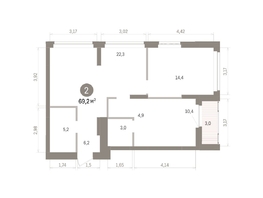 Продается 2-комнатная квартира ЖК Кварталы Драверта, дом 5, 69.15  м&sup2;, 12750000 рублей