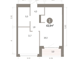 Продается 1-комнатная квартира ЖК Кварталы Драверта, дом 5, 43.89  м&sup2;, 8380000 рублей