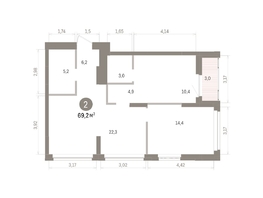 Продается 2-комнатная квартира ЖК Кварталы Драверта, дом 5, 69.15  м&sup2;, 12730000 рублей