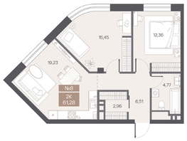 Продается 2-комнатная квартира ЖК ЦЕНТР-ПАРК на Волочаевской, 61.28  м&sup2;, 14710000 рублей