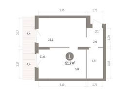 Продается 1-комнатная квартира ЖК Кварталы Драверта, дом 4, 51.65  м&sup2;, 9420000 рублей