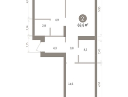Продается 2-комнатная квартира ЖК Кварталы Драверта, дом 4, 68.84  м&sup2;, 11950000 рублей