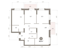 Продается 3-комнатная квартира ЖК Кварталы Драверта, дом 4, 90.37  м&sup2;, 14400000 рублей