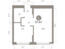 Продается 1-комнатная квартира ЖК Кварталы Драверта, дом 6, 37.38  м&sup2;, 7440000 рублей