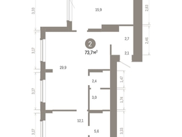 Продается 2-комнатная квартира ЖК Кварталы Драверта, дом 6, 73.66  м&sup2;, 13940000 рублей