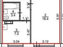 Продается 1-комнатная квартира Дизайнеров ул, 35  м², 3750000 рублей