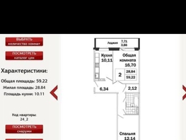 Продается 2-комнатная квартира Энтузиастов ул, 59 м², 6900000 рублей