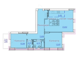 Продается 3-комнатная квартира ЖК Ленина, дом 116, блок-секция 2, 74.08  м², 7150000 рублей