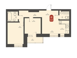 Продается 3-комнатная квартира ЖК Косарева, дом 6, 52  м², 11232974 рублей