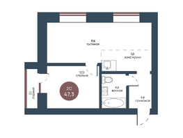 Продается 2-комнатная квартира ЖК Белозерский, корпус 3, 47.3  м², 9427577 рублей