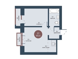 Продается 2-комнатная квартира ЖК Белозерский, корпус 3, 43.4  м², 9189486 рублей