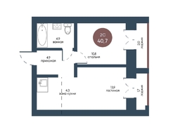 Продается 2-комнатная квартира ЖК Белозерский, корпус 3, 40.7  м², 8907836 рублей