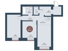 Продается 3-комнатная квартира ЖК Белозерский, корпус 3, 65.2  м², 10432000 рублей