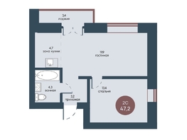 Продается 2-комнатная квартира ЖК Белозерский, корпус 4, 47.2  м², 10504352 рублей