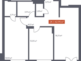 Продается 2-комнатная квартира ЖК Ломоносов, 62.95  м&sup2;, 10695205 рублей