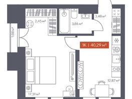 Продается 1-комнатная квартира ЖК Ломоносов, 40.29  м², 8218435 рублей