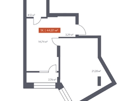 Продается 1-комнатная квартира ЖК Ломоносов, 44.81  м&sup2;, 8496166 рублей