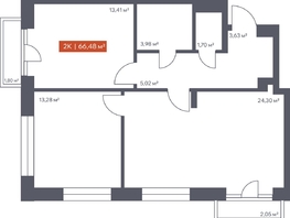 Продается 2-комнатная квартира ЖК Ломоносов, 66.48  м², 11778545 рублей