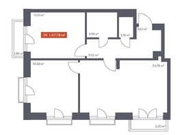 Продается 2-комнатная квартира ЖК Ломоносов, 67.78  м², 12915420 рублей