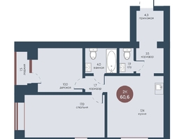 Продается 2-комнатная квартира ЖК Белозерский, корпус 2, 60.6  м², 9544500 рублей