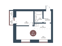 Продается 2-комнатная квартира ЖК Белозерский, корпус 1, 46.4  м², 8895080 рублей
