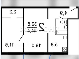 Продается 2-комнатная квартира Ивана Черных ул, 44.4  м&sup2;, 3600000 рублей