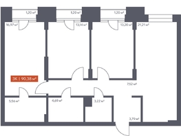 Продается 3-комнатная квартира ЖК Ломоносов, 90.38  м&sup2;, 15997260 рублей