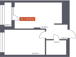Продается 1-комнатная квартира ЖК Ломоносов, 40.49  м&sup2;, 9077858 рублей